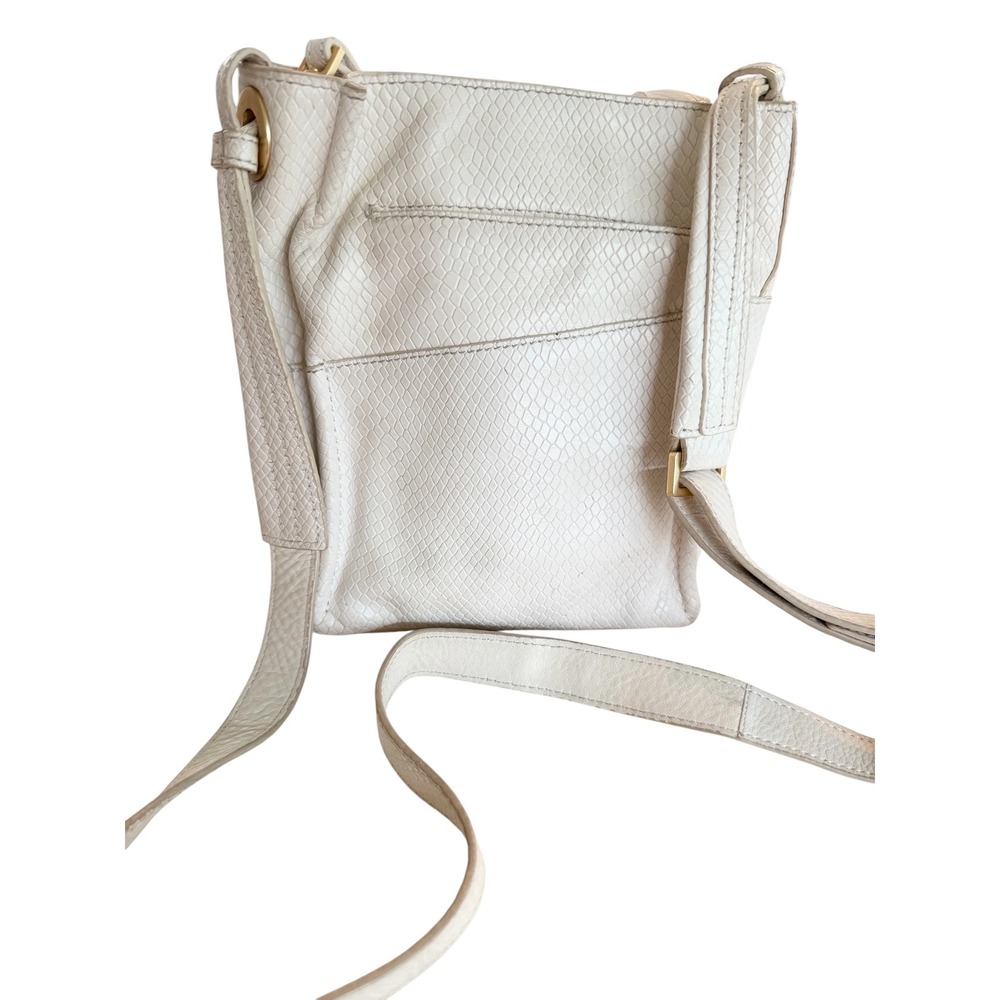 Hammitt‎ Davis Small Marshmallow White Snake Embossed Leather Crossbody Bag